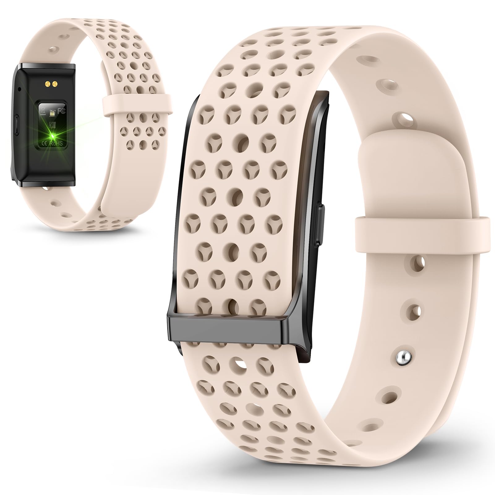 Yanmis Health Fitness Tracker, Wearable Smart Bracelet for Men Women, 127 Sport Modes, Sleep Monitor, 10M Water Proof, Call Reminder, Alarm Clock, Photo Control (Pink+Silicone)