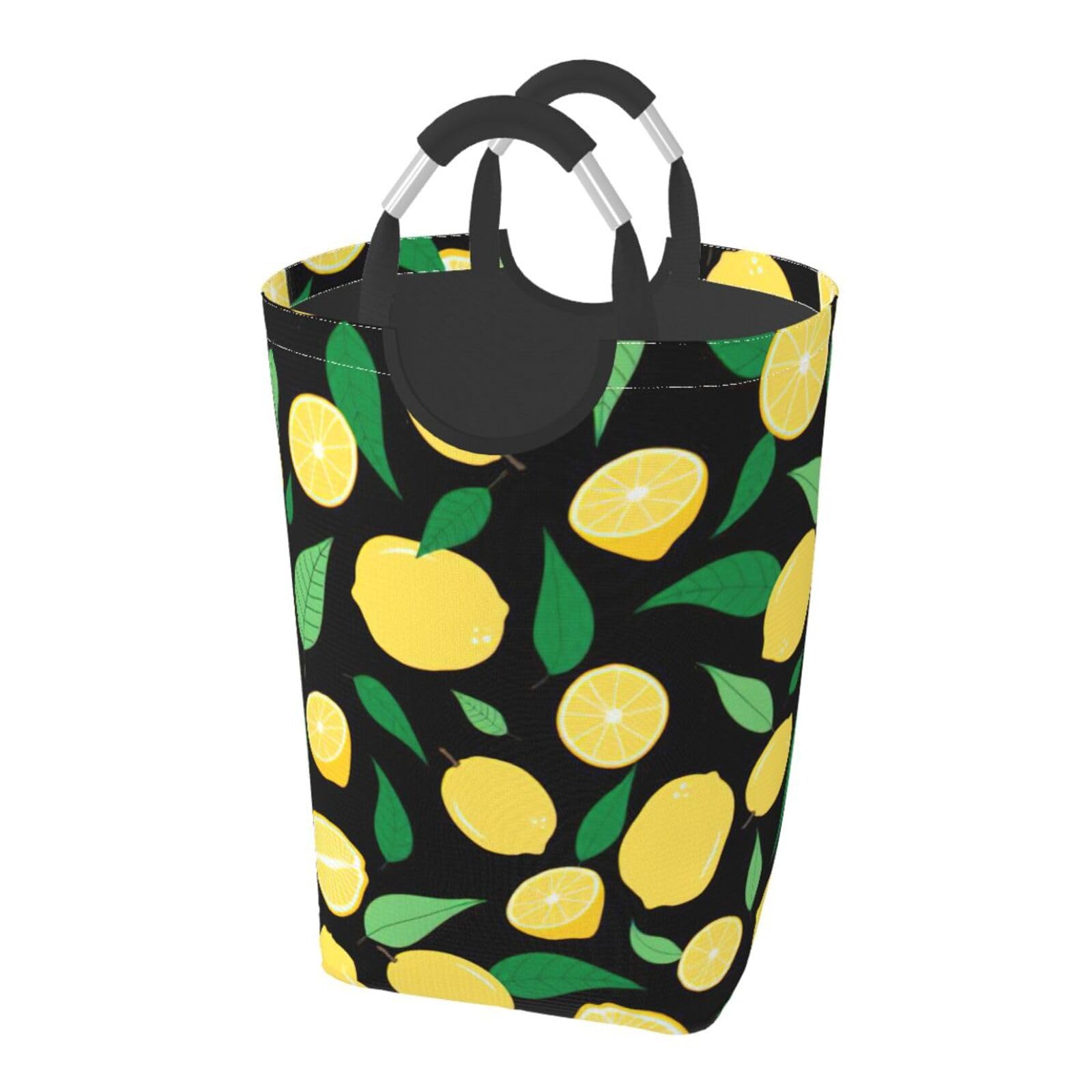 Lemon Fruit Print Laundry Hamper Collapsible Baskets With Handle Dirty Clothes Hamper Bag For Dorm Family Bathroom Decor Storage ﻿