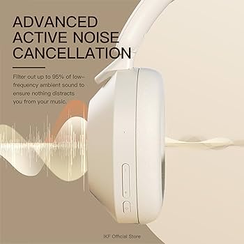 【色: オフホワイト】iKF-Solo アクティブノイズキャンセリング ワイヤレ Amazon.com: iKF Solo Wireless Over Ear Headphones with 52dB