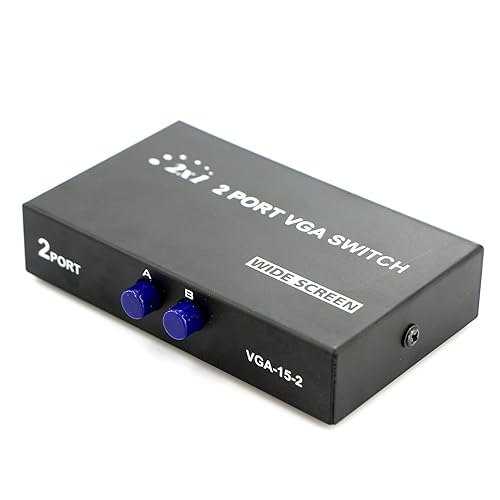 Miniatura 2 de PASOW 2 en 1 salida 2 puerto VGA Switch - Botón de presión Interruptor de vídeo bidireccional para PC TV Monitor - Negro