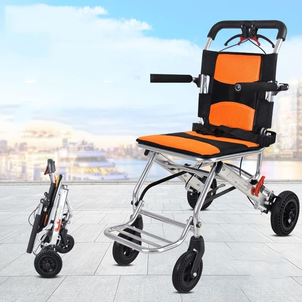SYALEO Silla de Ruedas Plegable Ultraligera, Silla de Ruedas de Transporte portátil, Peso de Solo 18 Libras, Silla de Ruedas de Viaje Ligera de Aluminio para Personas Mayores