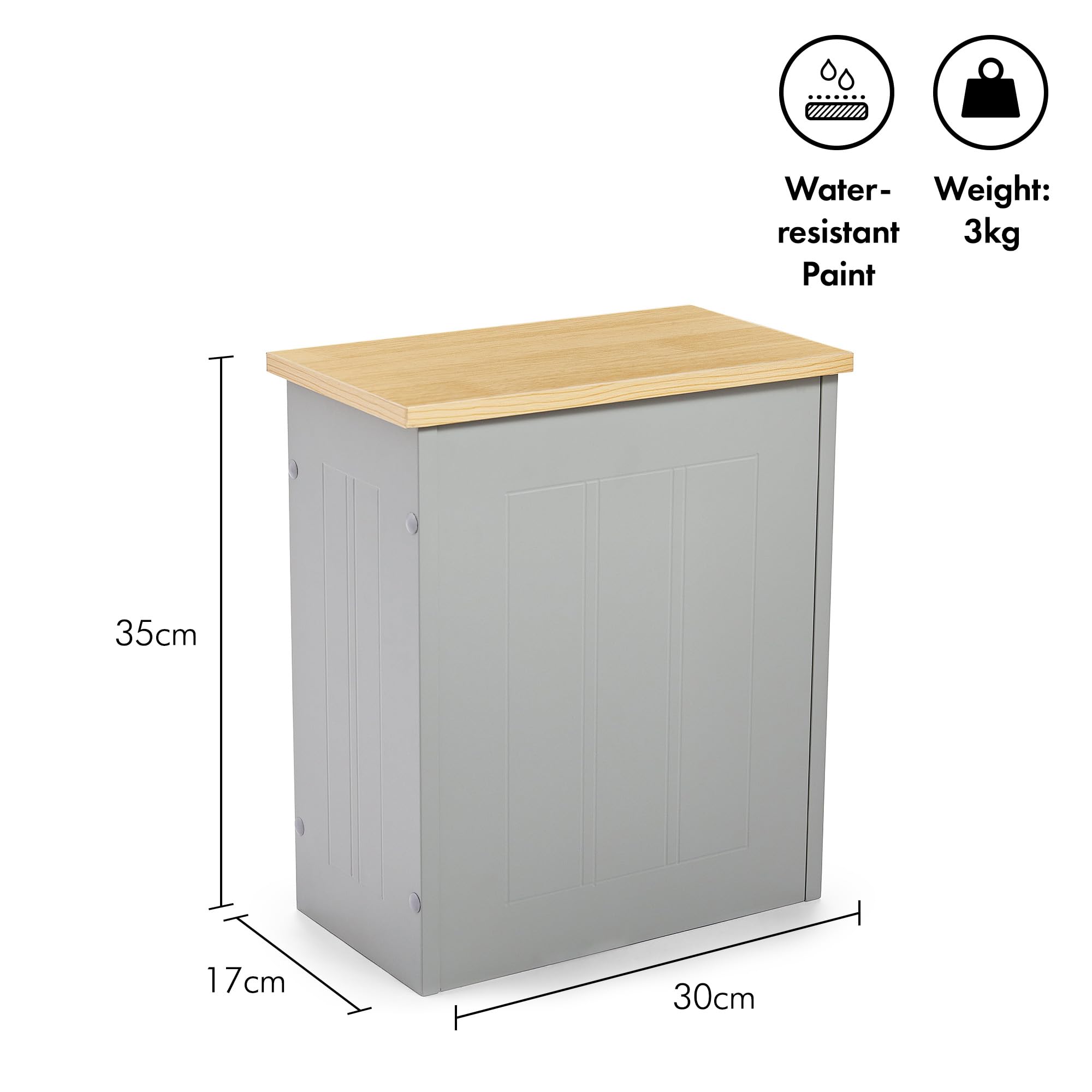 Meuble De Rangement Salle De Bain En Bois - Gris - Avec Couvercle - Moda