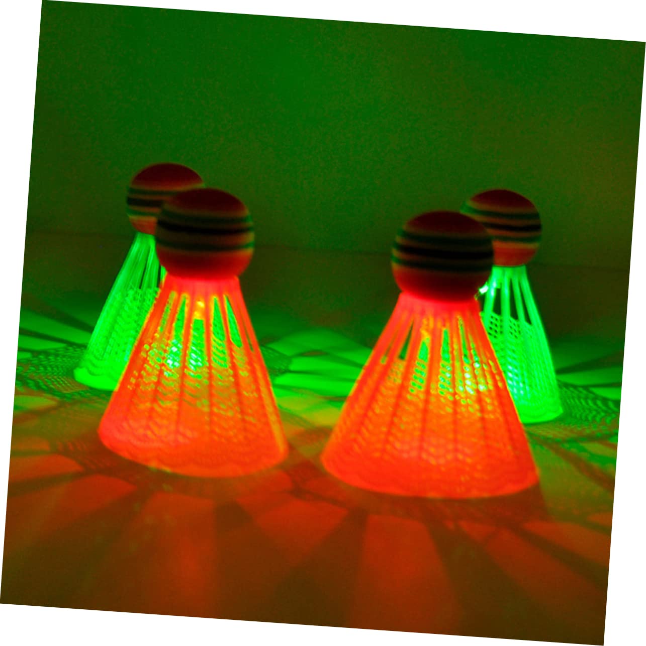 POPETPOP Outdoor Led Badminton Shuttlecocks 4pcs Pink Nylon Birdies Night Visibility Perfect for School Family Games