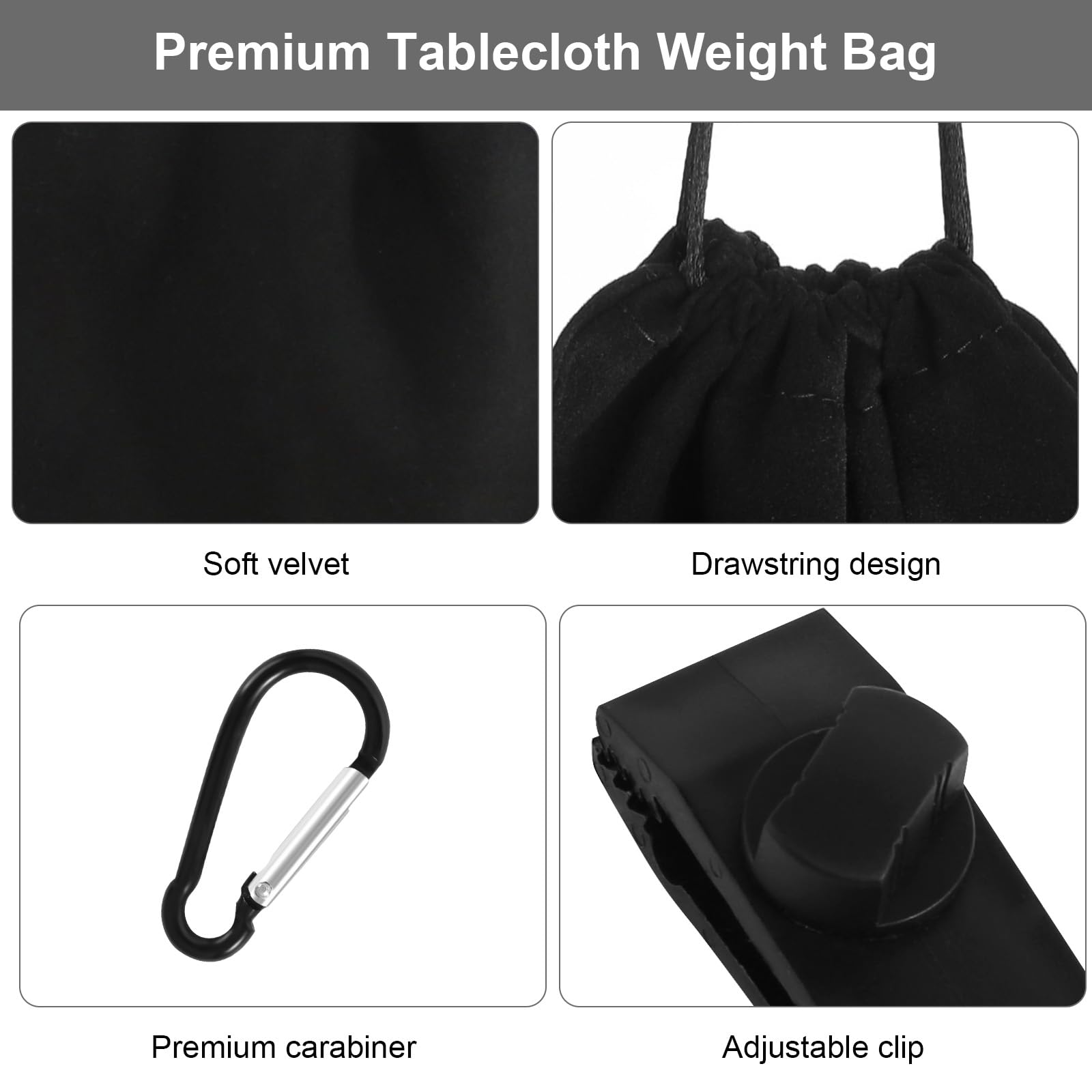 Lot de 12 poids pour rideau d'extérieur avec mousquetons et clips, sac pour pavillon et jardin