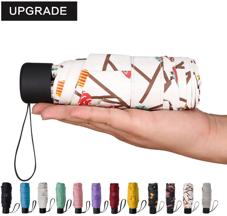 NOOFORMER Mini Travel Sun&rain Umbrella - Light Compact Parasol with 95% UV Protection for Men Women Multiple Colors