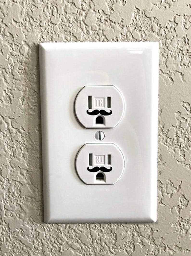 30 1" Black Small Mustache Vinyl Decal Wall Electric Outlet Funny Sticker Stache can Also be Used on Any Smooth Surface, Cars, Windows, yeti Cups, mac etc