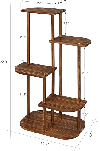 Miniatura 5 de Soporte de madera de 5 niveles para múltiples plantas, estante de interior para plantas, soporte de maceta de varios niveles, estante de exhibición