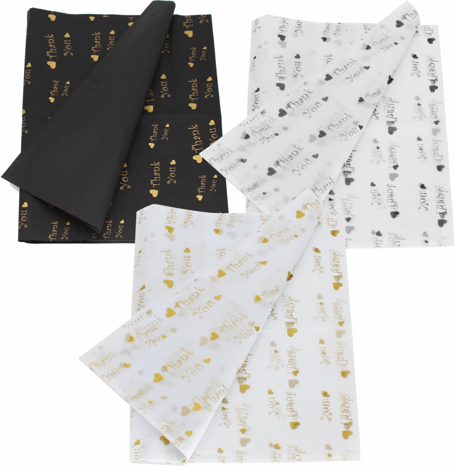 PMLAND 60 Sheets Thank You Tissue Paper 20 × 15 Inches – Premium Gift Wrapping & Packaging Paper, Acid-Free, Vibrant Colour, Tear-Resistant for Gift Bags, Boxes, Crafts & Party Décor