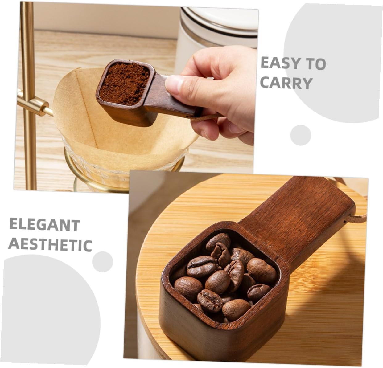 Vintage Japanese Walnut Wooden Coffee Scoop with Long Handle Precise Measuring Spoon for Coffee Beans Tea Baking Multipurpose Kitchen Scoop for Stirring and Powder Measuring