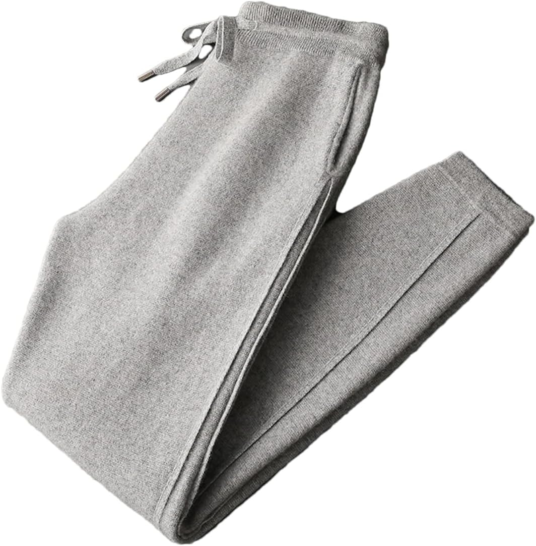 Men’S Thick Cashmere Wide Leg Knit Pants Drawstring Closure Pleated Business Casual Ankle-Length Trousers