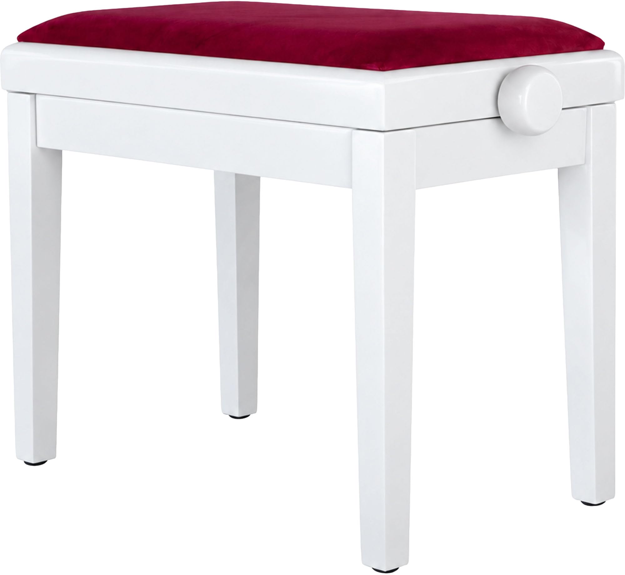 Classic Cantabile Banquette Piano modèle A Velours Rouge, laqué Blanc, Bois