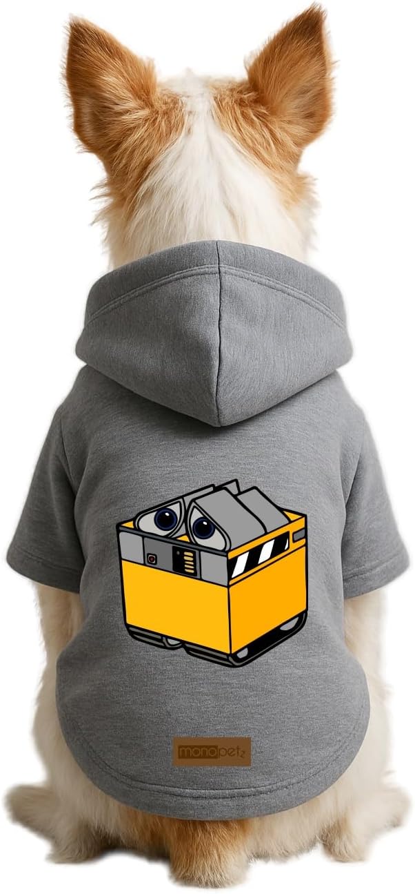 Baskılı İçi Polarlı Köpek ve Kedi Kıyafeti & Elbisesi - Gri Renk Kapüşonlu Hoodie B439B, 5XL