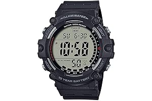 ILLUMINATOR AE1500WH: 10-Year Battery, LED, 5 Alarms, Stopwatch - Men's Digital Wristwatch