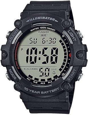 Casio Illuminator AE1500WH Series | 10-Year Battery | LED Backlight | 5-Alarms | 1/100 Sec Stopwatch | Men's Digital Watch