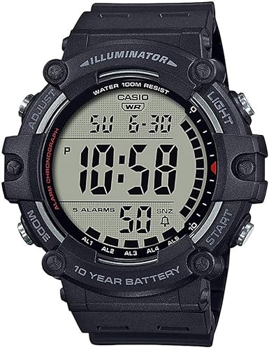 Miniatura 4 de Casio Illuminator AE1500WH Series Batería de 10 años Retroiluminación LED 5 alarmas Cronómetro de 1/100 segundos Reloj digital para hombre