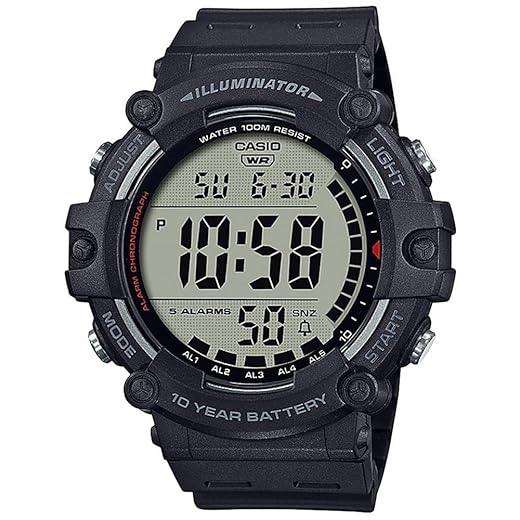 Casio Illuminator AE1500WH Series | 10-Year Battery | LED Backlight | 5-Alarms | 1/100 Sec Stopwatch | Men's Digital Watch