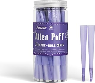 yacool Pre Rolled Cones 50 Pack, 109MM Purple Rolling cones with Tips, Classic Kingsizeslim Cones Rolling Paper for Smoking