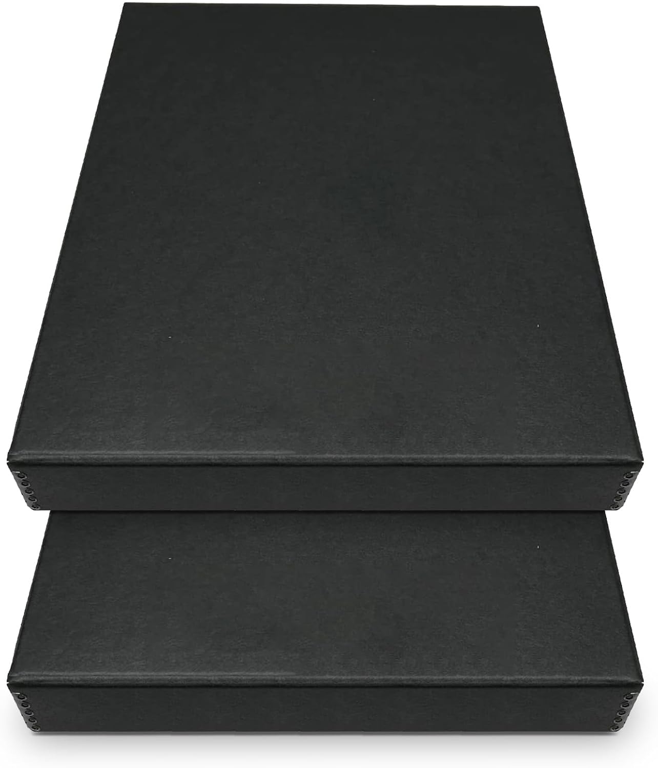 Golden State Art, Archival Folio Storage Box 11x14, Clamshell Design with Metal Edge, Preserve and Store Photos Documents Cards Prints Arts Crafts DIY, Black, Pack of 2