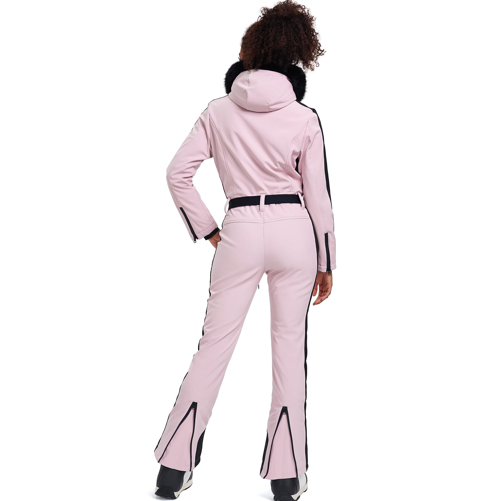 ALSOGO Traje de esquí para mujer, traje de nieve aislado impermeable a prueba de viento trajes de nieve monos con cuello de piel desmontable