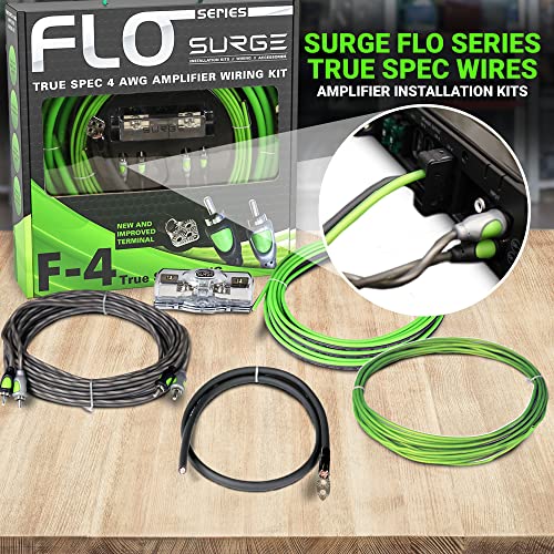 Surge Series Amplifier Installation Wiring Kit - 4 Gauge Installer Amp Kit - True Spec Awg Amp Kit & Nilight - 50004R 120 Pcs/60 Pairs Quick Splice Wire Terminals T-Tap Self-Stripping #TOP9