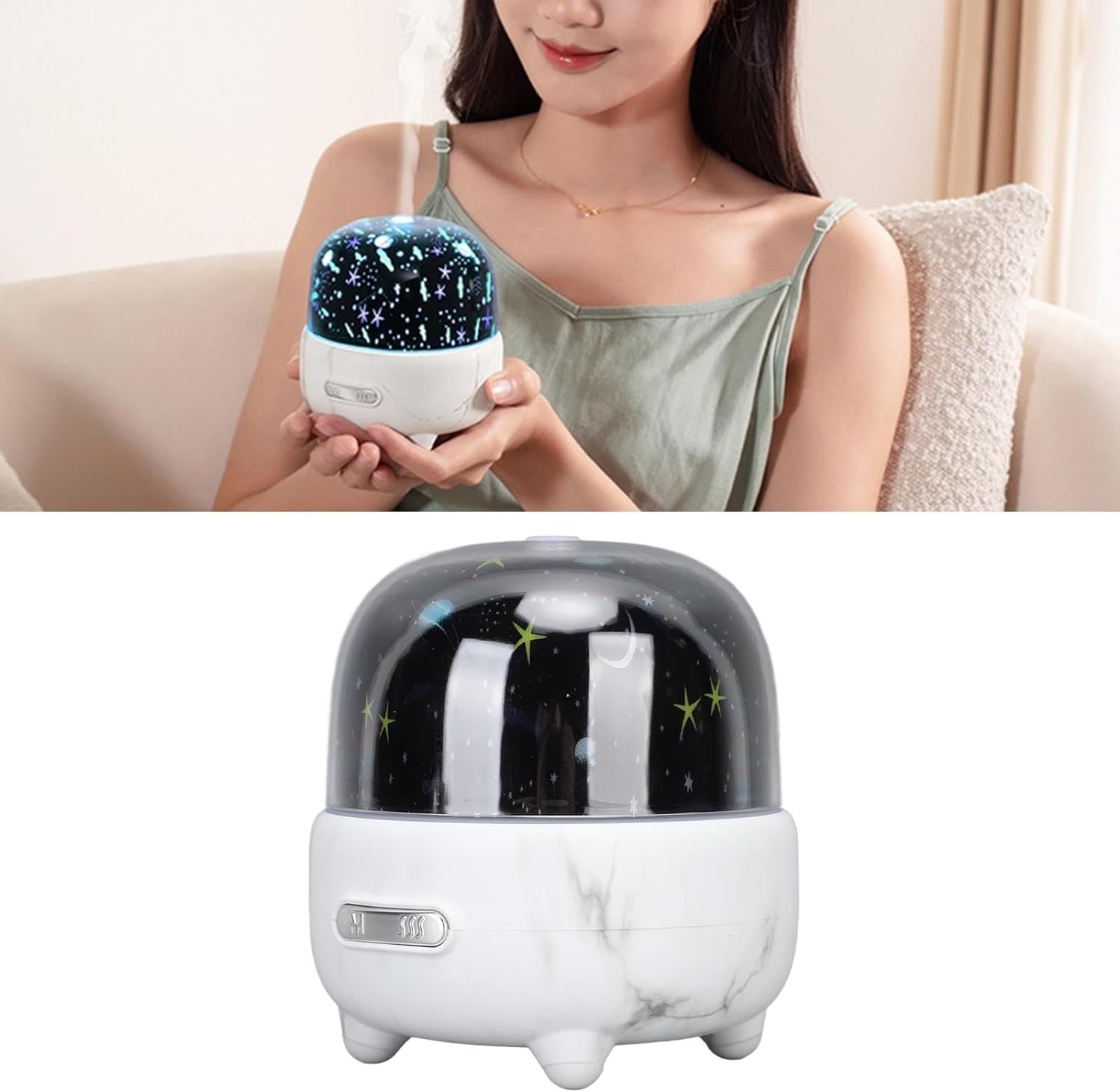 Domésticos Humidificador de aromaterapia, difusor de Aire de Aceite Esencial, Funcionamiento silencioso, Carga USB Multifuncional for oficinas