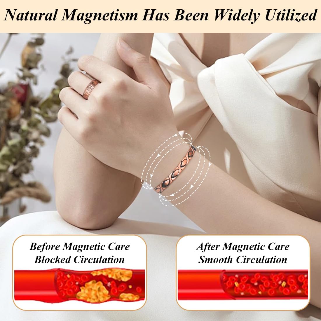 Vicmag Copper Bracelet for Women Ultra Strength Magnetic Bracelets with Effective Magnets 99.9% Pure Copper Jewelry Present with Adjustment Tool - Image 3