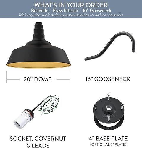 Miniatura 8 de Steel Lighting Co. Lámpara Grande de Granero para Exteriores  Luminaria con Cuello de Cisne  Fabricada en Estados Unidos con Acero Calibre 18