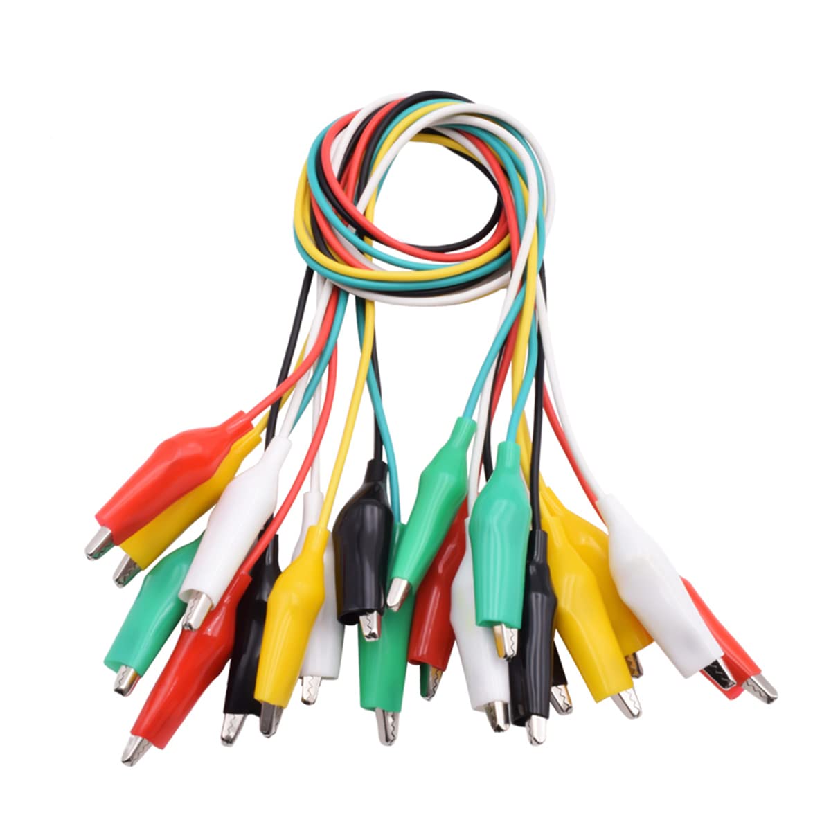 Hailege 20 sztuk Krokodylki Kable Krokodylkowe Przewody testowe Długość 20,5 cala do połączenia obwodu Elektroniczne eksperymenty testowe Elektronika DIY Dwa opakowania Pięć kolorów