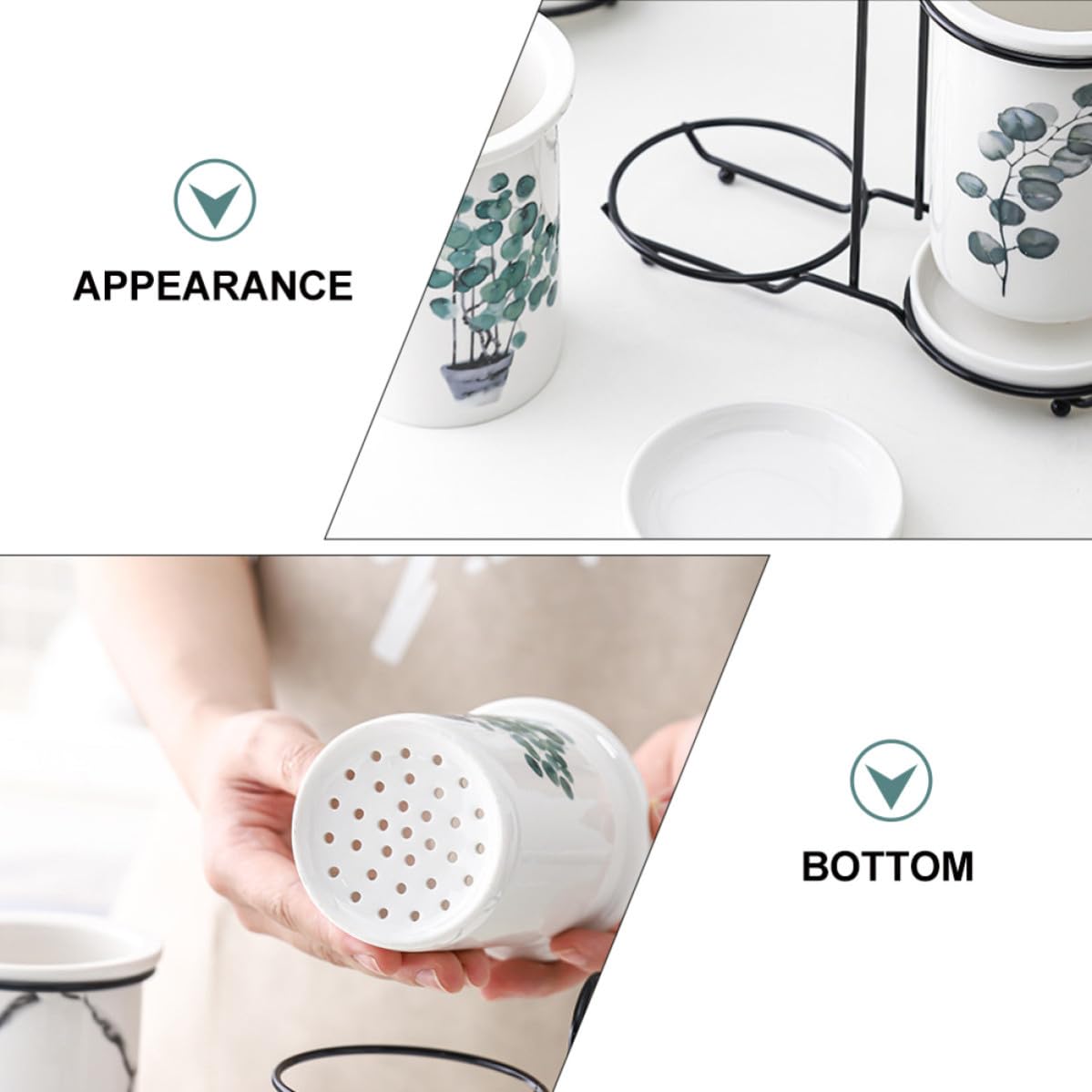 Operitacx Support à Baguettes en Céramique Trou D’évacuation, Porte-couverts de Table Japonerie, Rangement Évier Cuisine, Accessoire Maison Pratique et Élégant