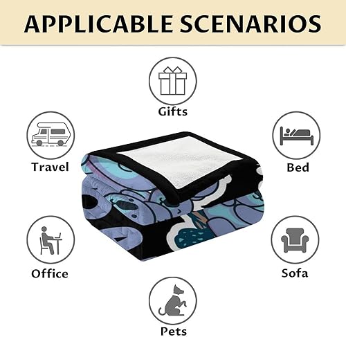 Miniatura 6 de Manta Koala para los amantes del koala, tamaño de cuna de 40 x 50 pulgadas, manta suave y acogedora para regalo, manta negra de dibujos animados