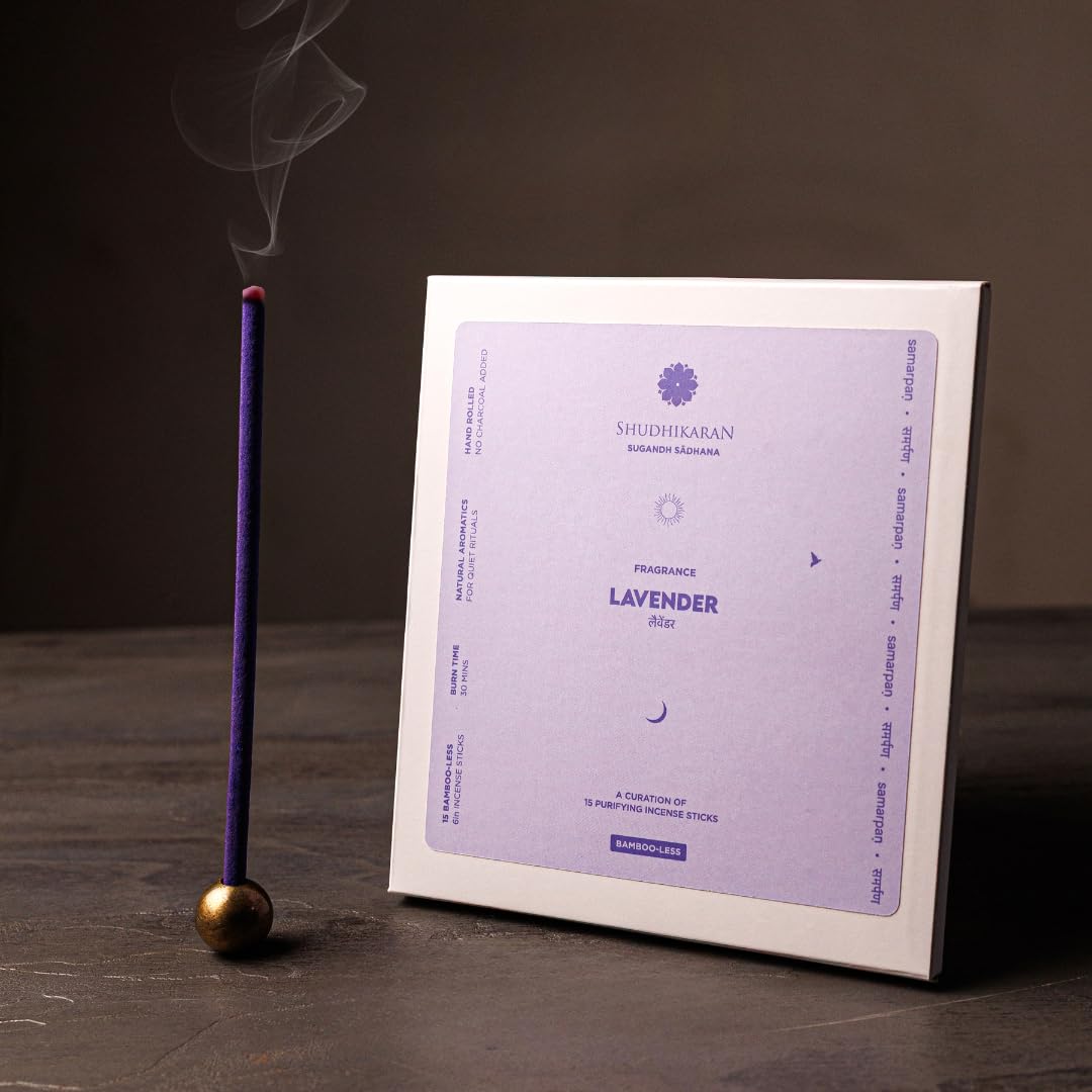 Lavender Bamboo-Less Incense Sticks,15 Sticks for Home & Pooja, Hand-Rolled Natural Agarbatti | Long-Lasting Lavender Fragrance, Pack of 15 Sticks-picture-24