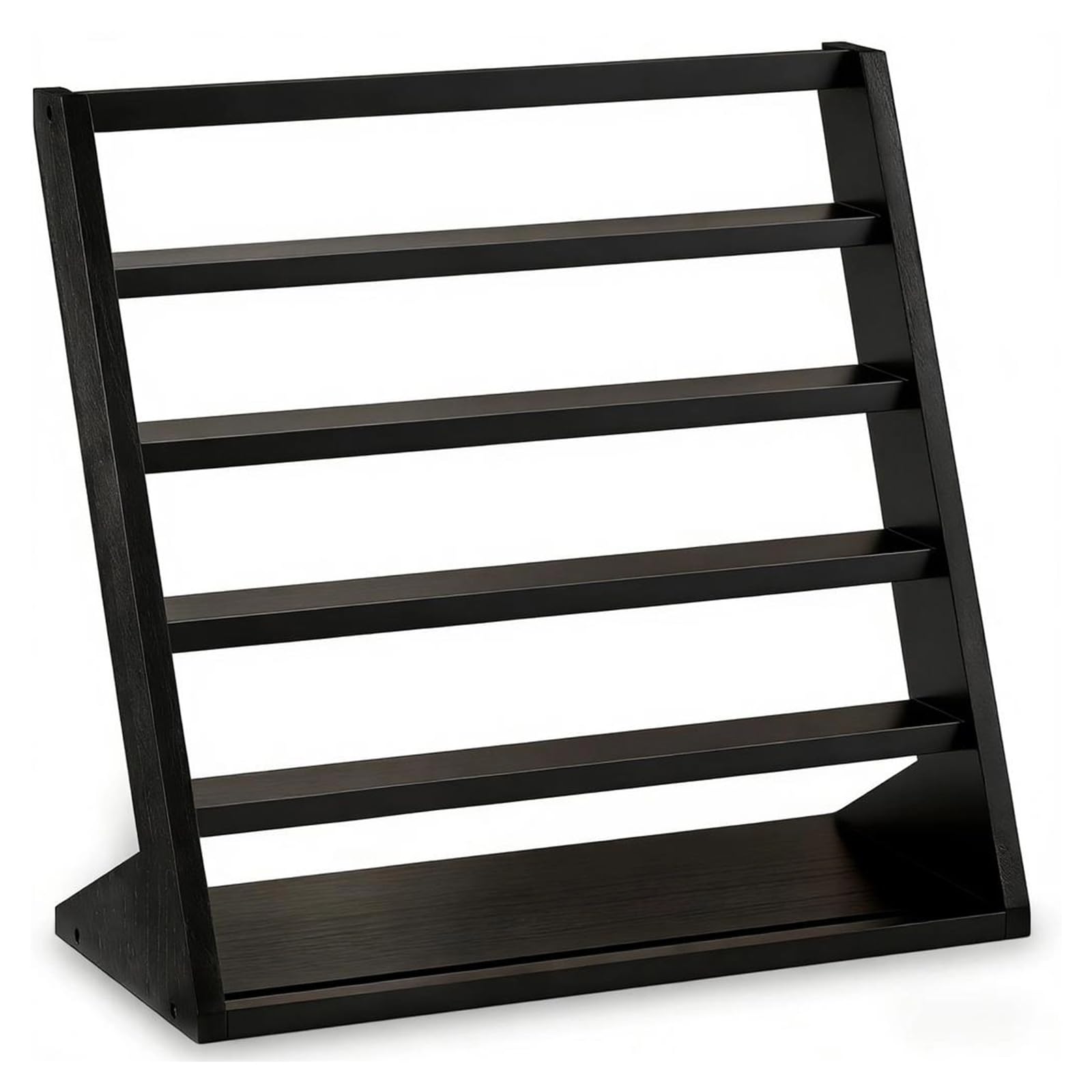 Kaeltsyn Wooden Card Display Stand 5 Step Rack for Collectible Trading Sports Cards with 25 Slots Desktop Holder Staircase Card Holder Wooden