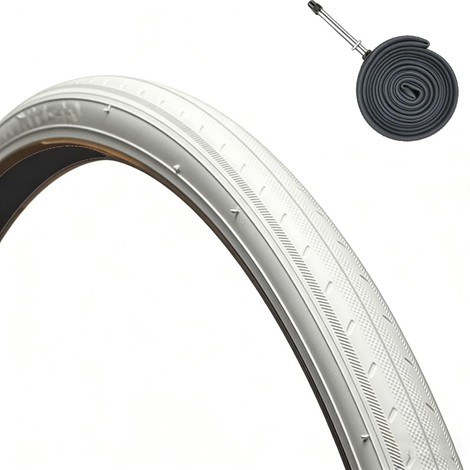700x23c White Road Tire Classic Sidewall 700/23c Low Rolling Resistance 700 23 c for Road Commuter Vintage Bicycle(Tire+tube Presta Valve 60)