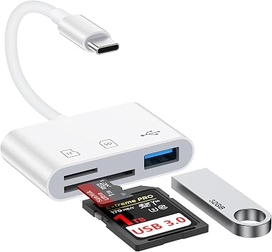 USB C SD Card Reader for iPhone 17e/17 Pro/17Pro Max/17/16/15, 3 in 1 Type C Digital Camera Adapter Micro SD Memory Card Reader for Samsung, MacBook, iPad Pro, Chromebook, Camera, USB Type C Devices