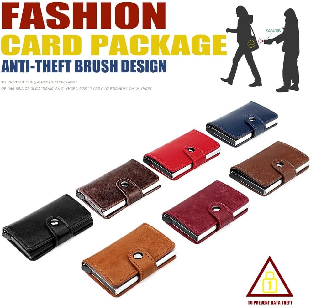 Men's Aluminum Card Case RFID Anti-theft Brush Automatic Card Security Wallet Bank Card Holder (D,1)