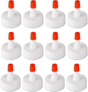Squeeze Bottle Caps Tips Only - Replacement Squeeze Bottle Lids with Red Seal 12 Pcs - Plastic Squeeze Bottle Tops - Red Tip Caps for Dispensing Condiments, Sauces, Glue, Paint