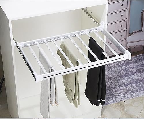 Estante retráctil para pantalones, organizador de ropa, ahorro de espacio para dormitorio (color blanco, tamaño: grande)