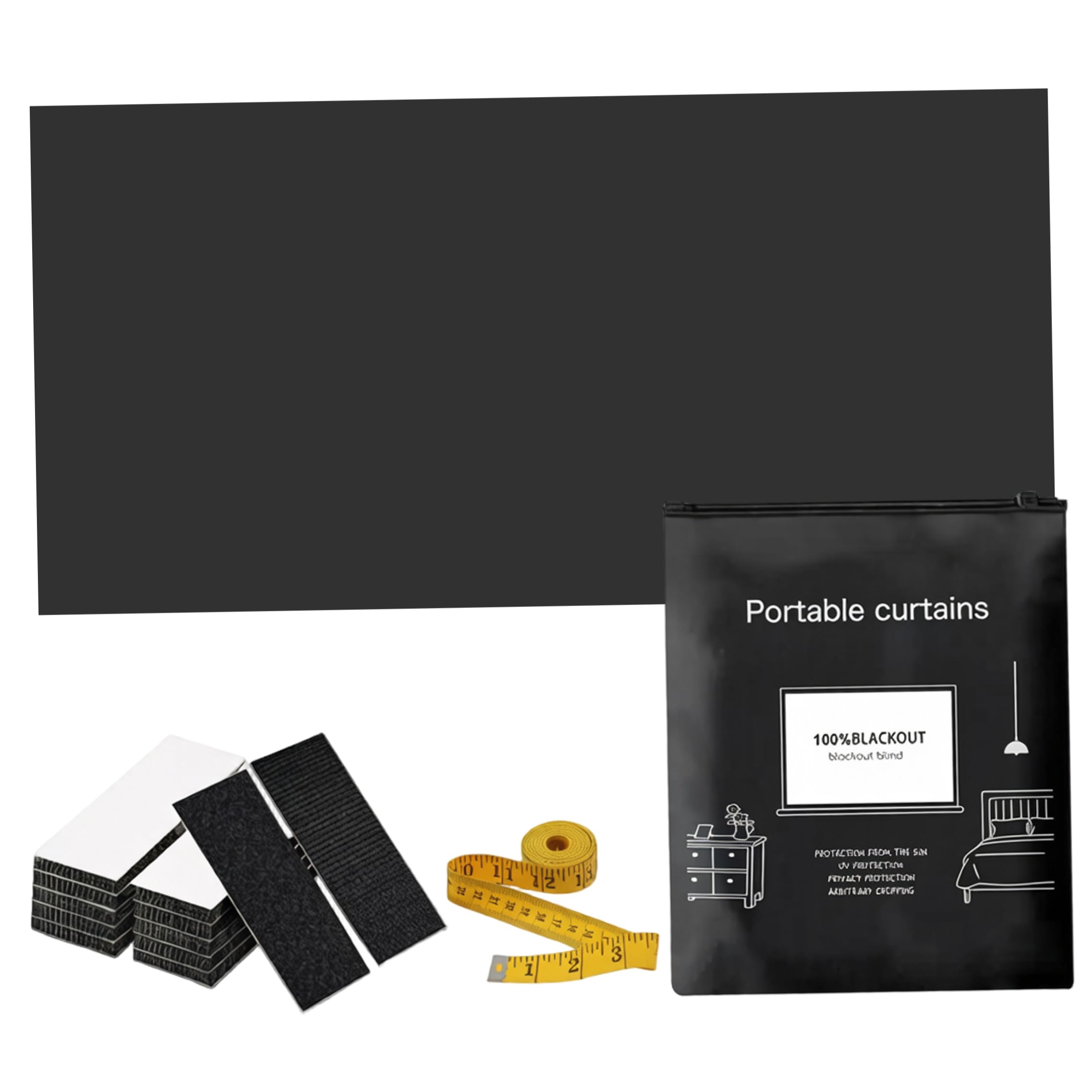 Aetherize Window Blackout, No Drill Blackout Window Shade Blinds 420d Fabric Portable Cuttable Cover for Home/Office/Travel, 5x10ft