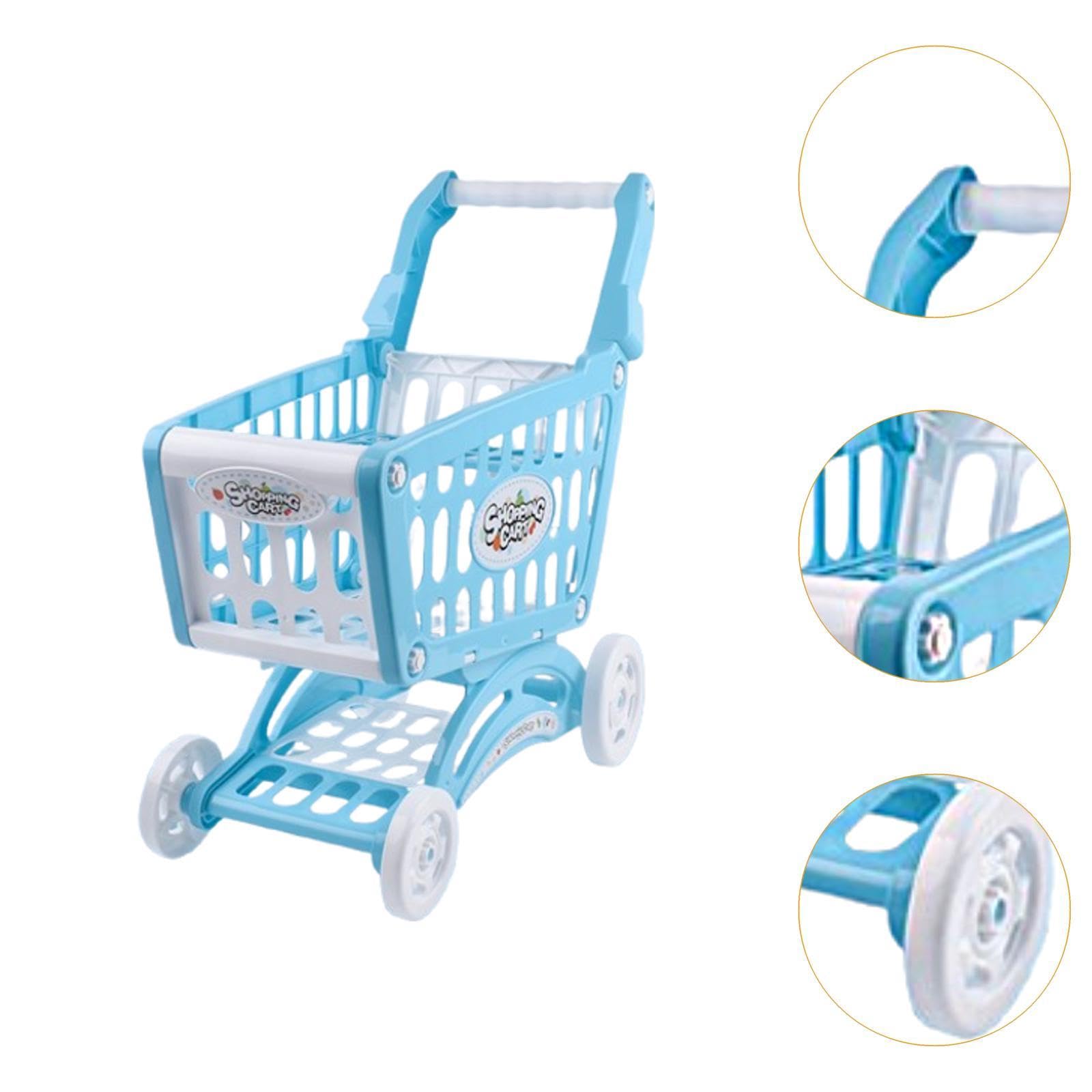 Carrito de Compras para Niños Juguete Carrito Supermercado Juego de Simulación Alimentación Interactiva Material PP Apto para Juegos de rol Educativos, Azul