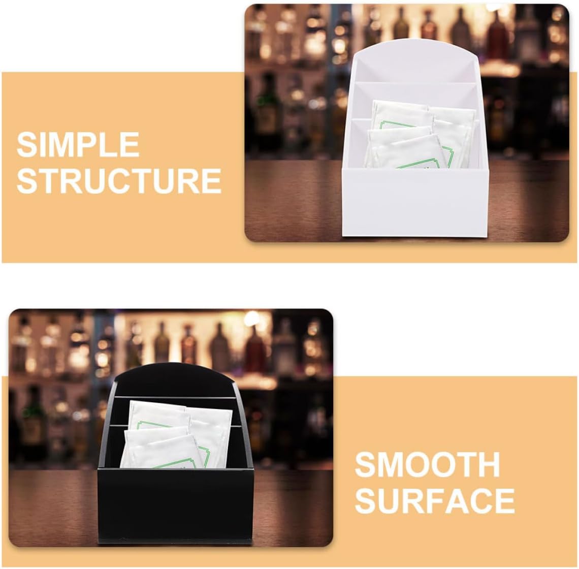 Alipis Tea Bag Organizer and Sugar Packet Holder, Acrylic Coffee Storage Box Set with 3 Compartments, Desktop Tea Bag Holder for Kitchen and Office Use