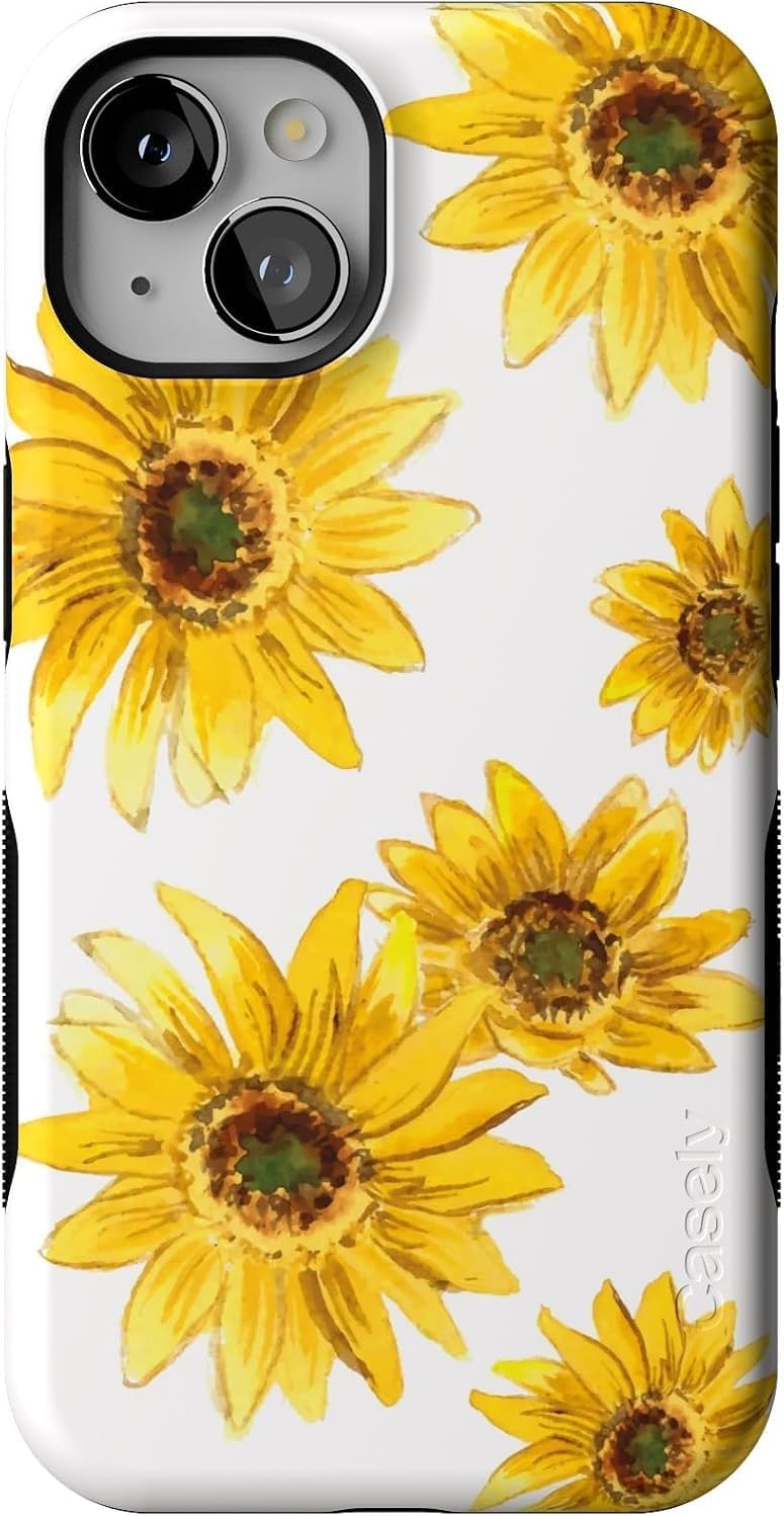 Casely iPhone 13 Case | Golden Garden | Yellow Sunflower | Bold Protective Design | Compatible with MagSafe