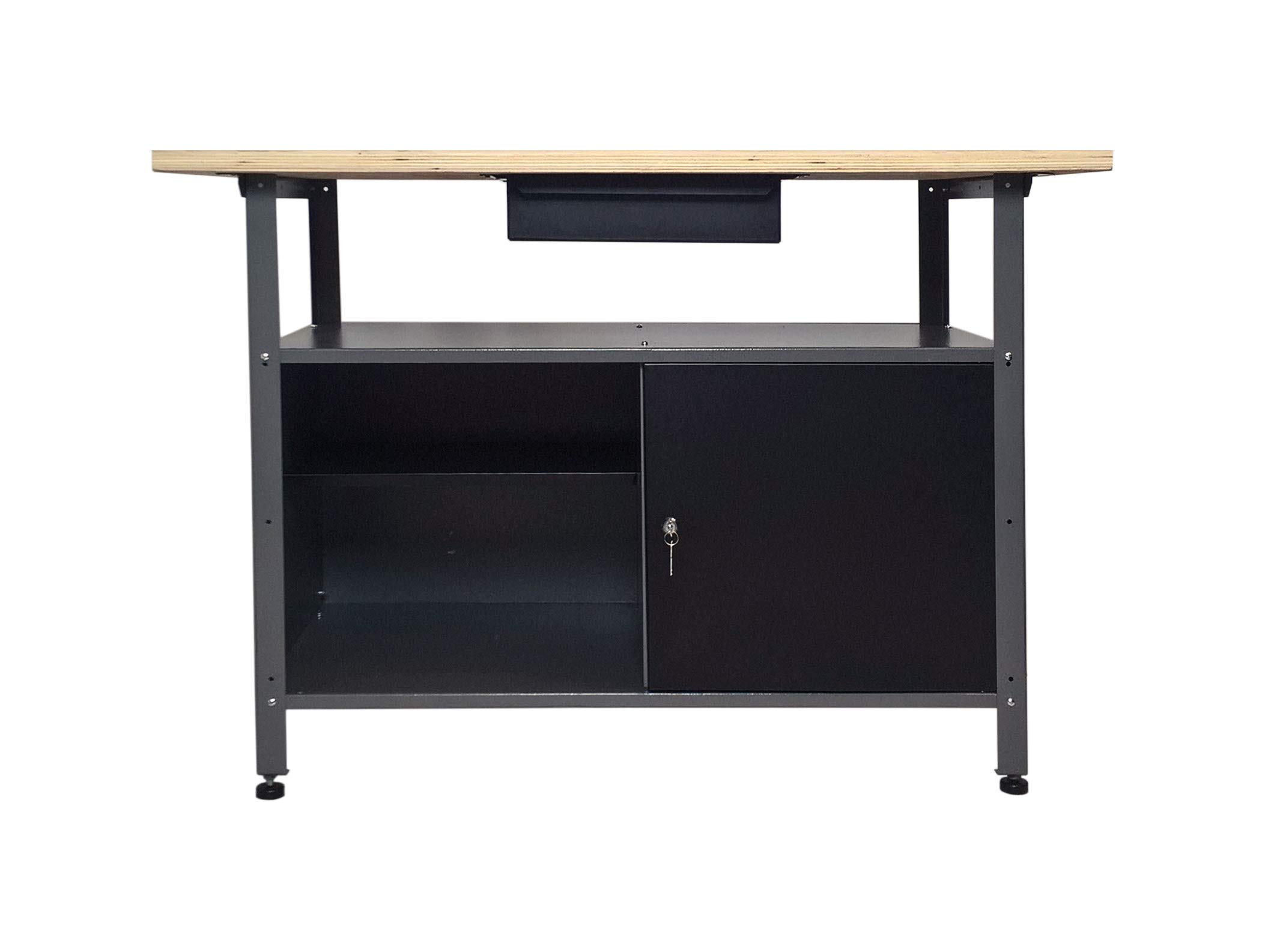 Kreher XL Werkbank Metall mit Werkzeugwand, Set 52 Teile | Werkbank 120 x 60 x 85 cm mit Tür & Schublade, XXL Werkzeugwand 120 x 46 cm mit Haken – solide