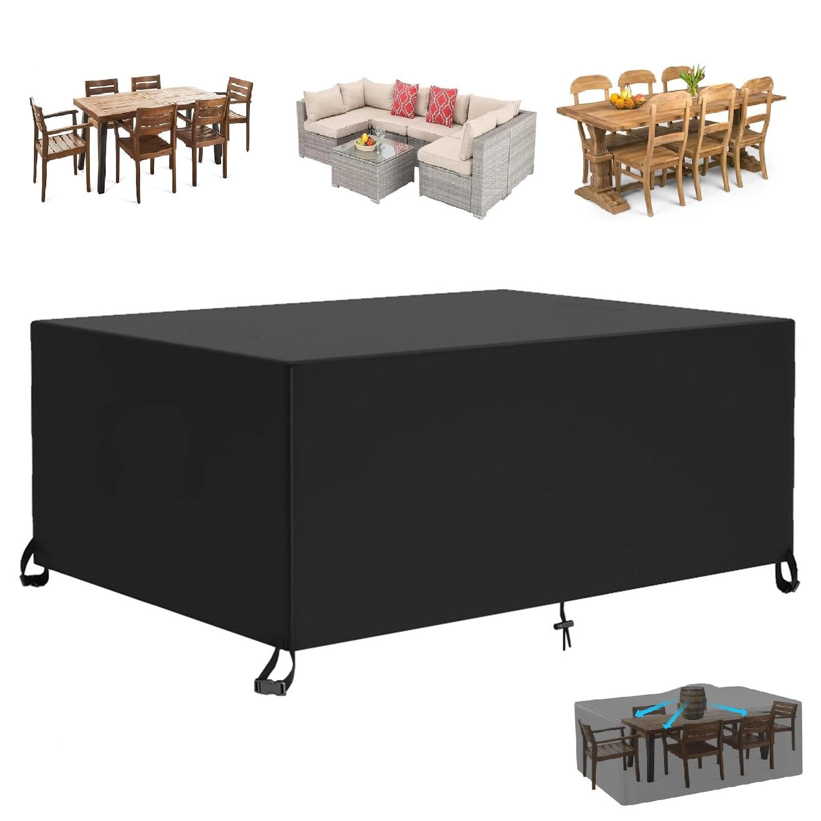 Holeiluck Black Covers For Garden Furniture Outdoor Cover Garden Furniture Set Covers 165X60x85cm /Lxwxh Waterproof Covers Rattan Garden Furniture Covers Waterproof Rattan Furniture Cover For Patio Set Bistro Sofa