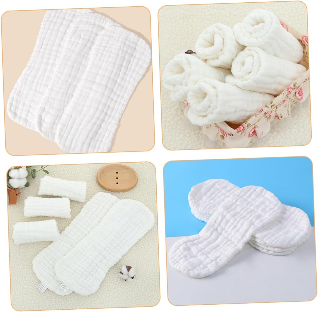 5pcs Reusable Cotton Diapers for Newborns Breathable and Absorbent Cloth Diapers for Home and Travel Cotton Months