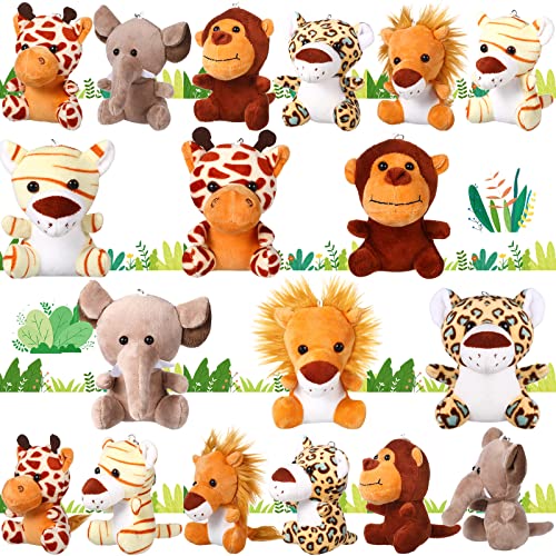 18 Pcs Mini Stuffed Forest Animals Jungle Animal 4.8 Inch Cute Plush Lion Tiger Elephant Giraffe Plush For Animal Themed Party Kindergarten Fun Teacher Student Achievement Award (Lovely Style) #TOP30
