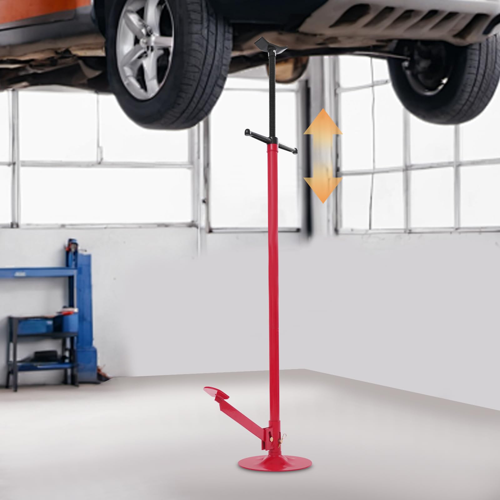 Soporte elevador con pedal de acero, capacidad de carga de 750 kg, ajustable de 133,5 a 200 cm, para taller y mantenimiento de vehículos