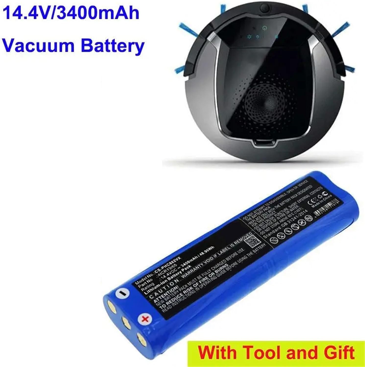 3400mAh Vacuum Cleaner Battery, Compatible For Philips, FC8810 FC8820 FC8830 FC8832 FC8812 FC8812/01 FC8822 FC8822/01