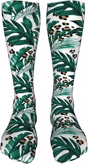 321 Fun Socks 50Cm Banana And Palm Leaves Work Socks Warm Golf Socks Striking Dress Socks For Teenager, Mother'S Day, Great Gift