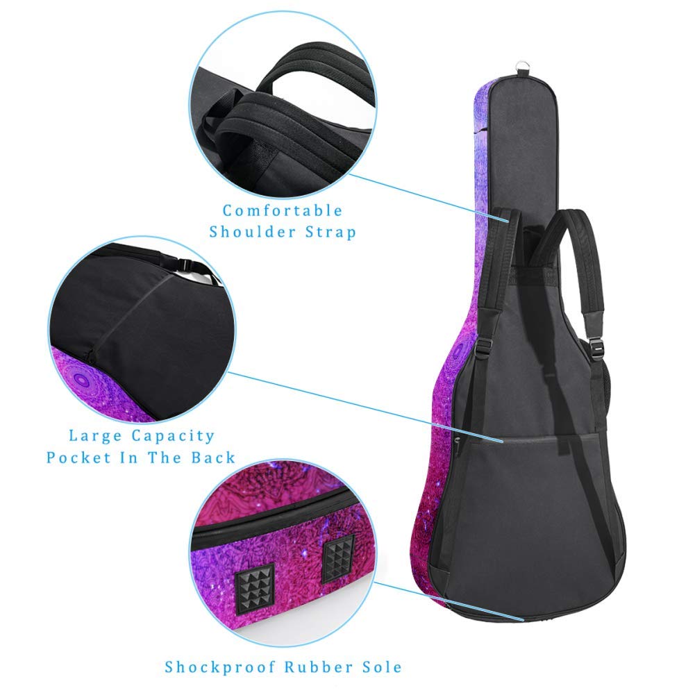 Gitarrentasche mit Reißverschluss, wasserdicht, weich, für Bassgitarre, Akustik- und klassische Folk-Gitarre, Blau / Pink / Türkis