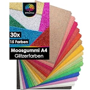 OfficeTree 30 Bögen Glitzer Moosgummi A4
